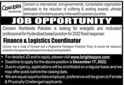 Concern International Non-Governmental Humanitarian Organization Jobs December 2022