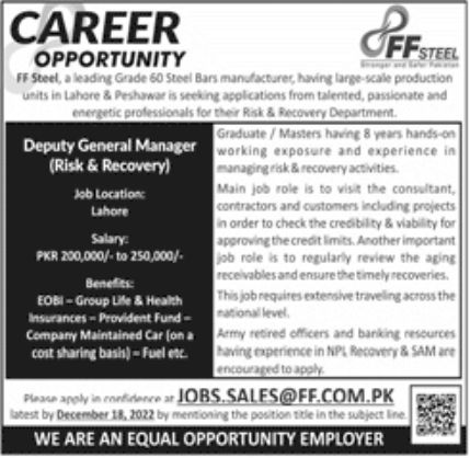 FF Steel Jobs December 2022