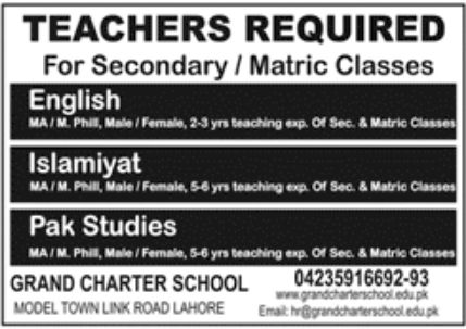 Grand Charter School Jobs December 2022