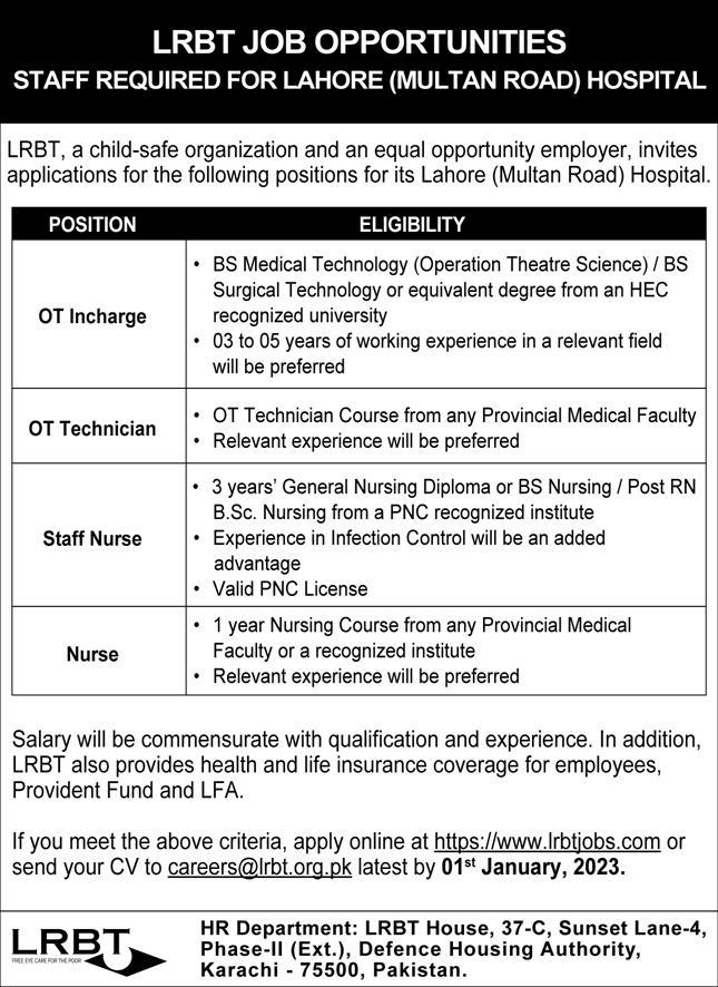 LRBT Hospital Jobs December 2022