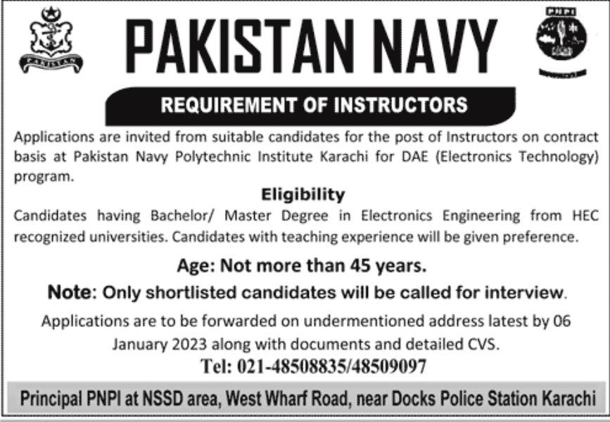Pakistan Navy Jobs December 2022