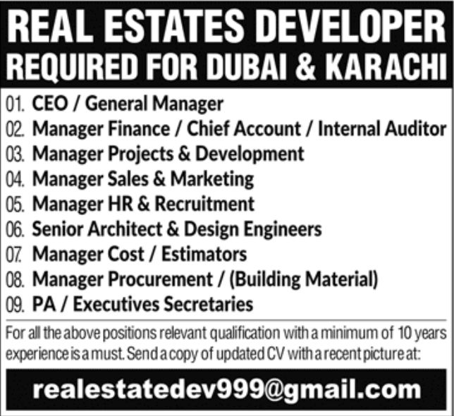 Real Estate Developers Jobs December 2022