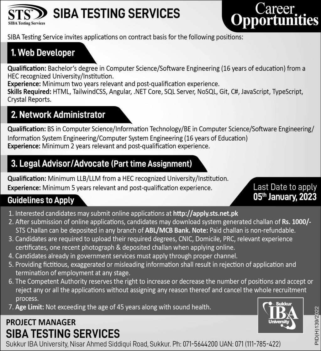 SIBA Testing Services Jobs December 2022