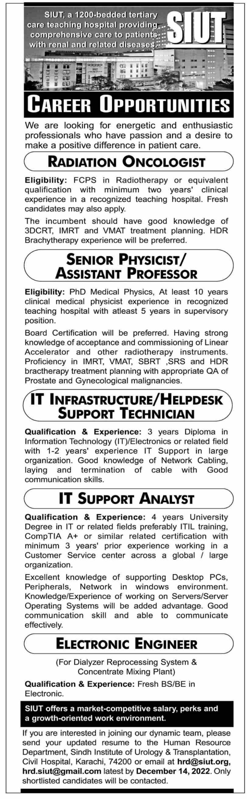 SIUT Jobs December 2022