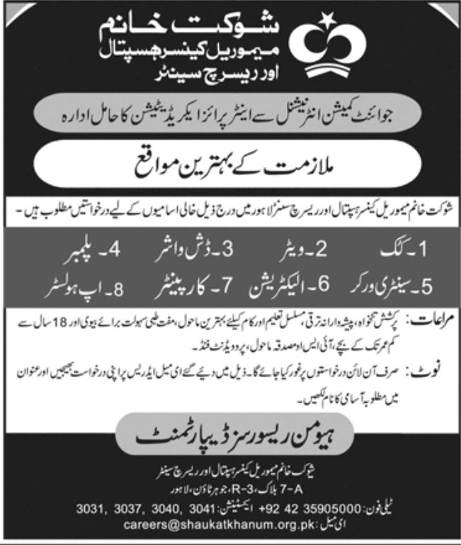 Shaukat Khanum Hospital Jobs December 2022