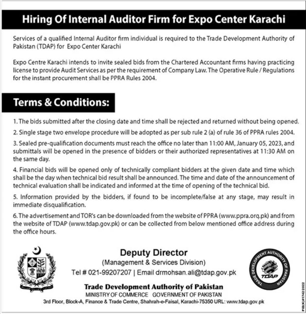 Trade Development Authority of Pakistan Jobs December 2022