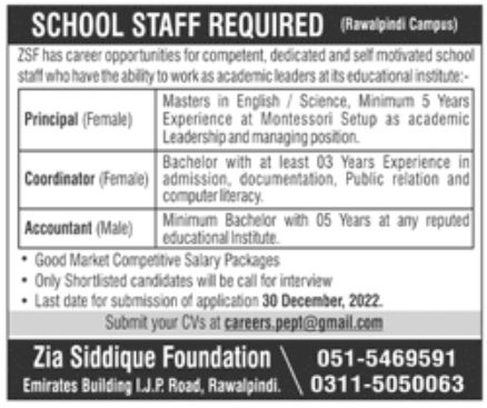 Zia Siddique Foundation Jobs December 2022