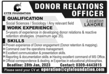 Cyte Foundation Jobs January 2023
