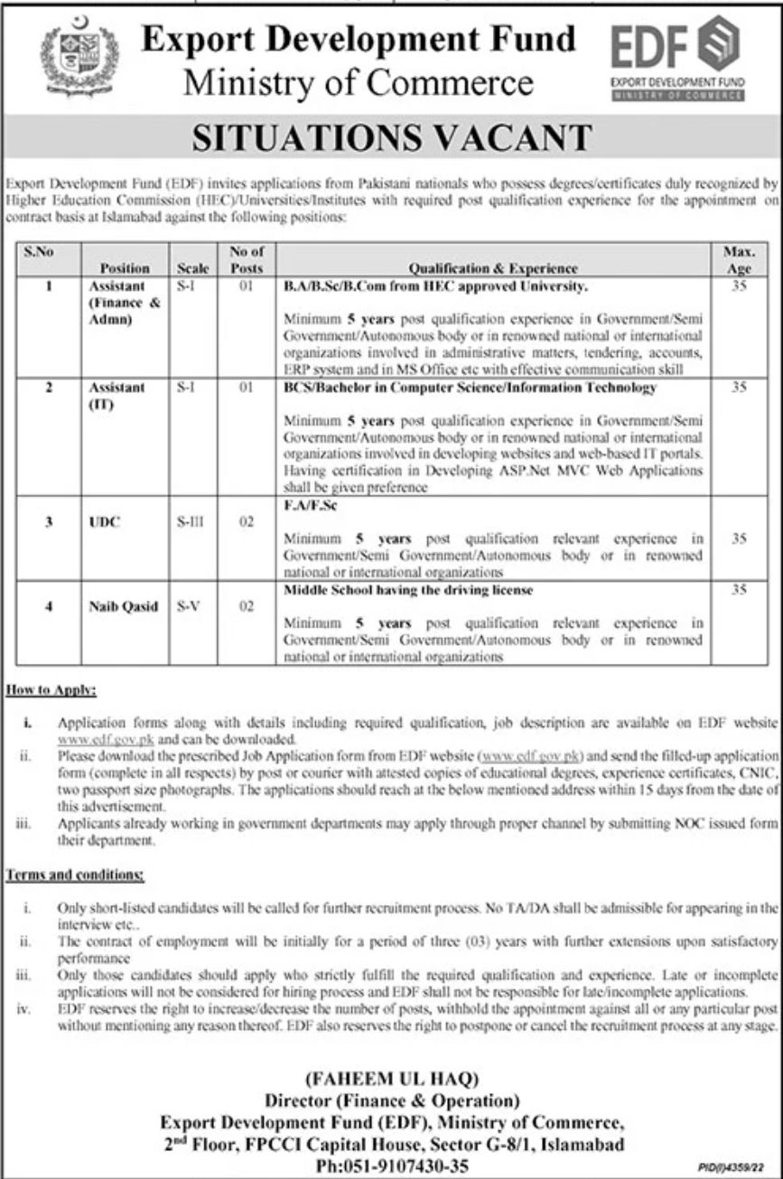Export Development Fund Ministry of Commerce Jobs January 2023