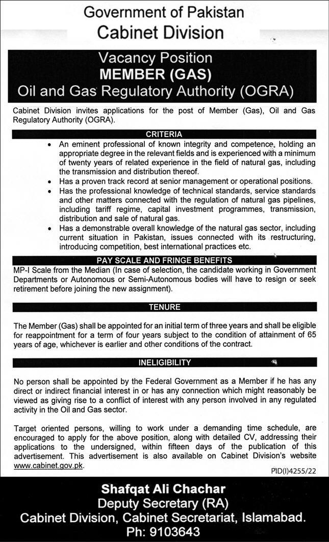 Government of Pakistan Cabinet Division Jobs January 2023