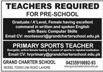 Grand Charter School Jobs January 2023