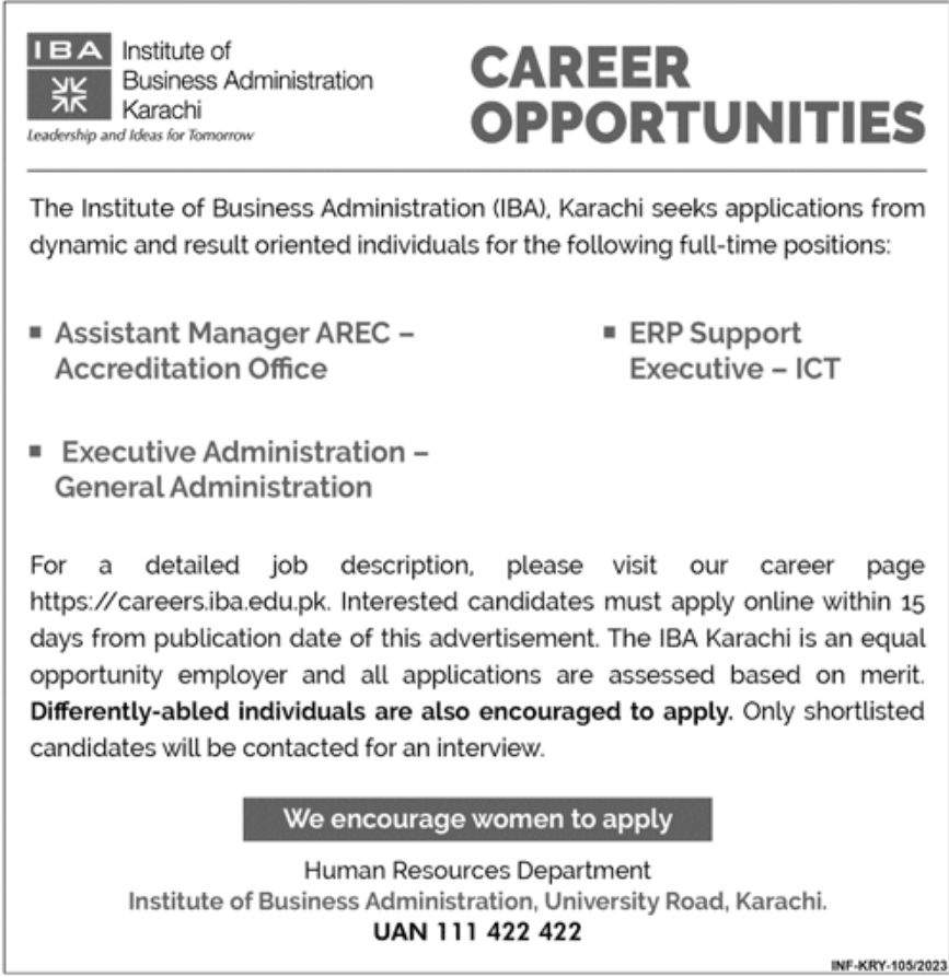 Institute of Business Administration Karachi IBA Jobs January 2023