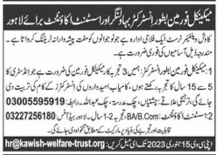 Kawish Welfare Jobs January 2023
