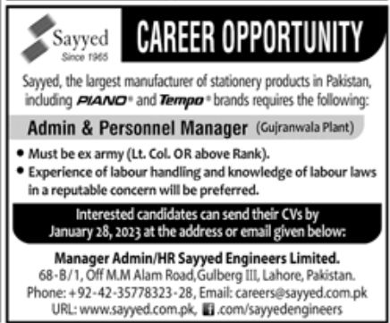 Largest Manufacturer of Stationery Products in Pakistan Jobs January 2023