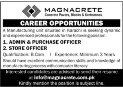 Magnacrete Manufacturing Unit Jobs January 2023