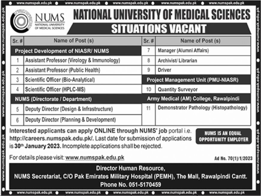 NUMS Jobs January 2023