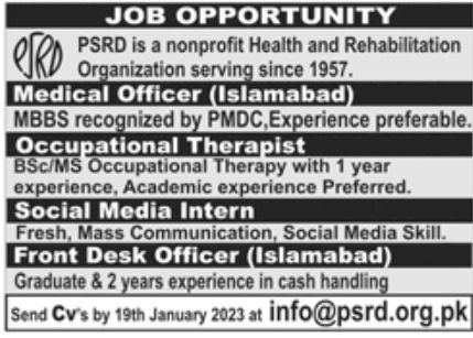 PSRD Nonprofit Health and Rehabilitation Organization Jobs January 2023