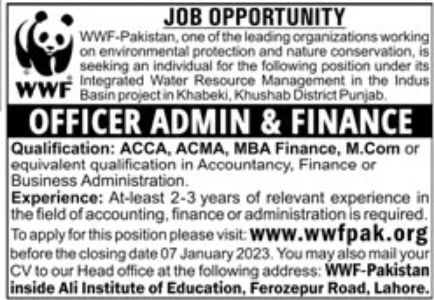 WWF Pakistan Jobs January 2023