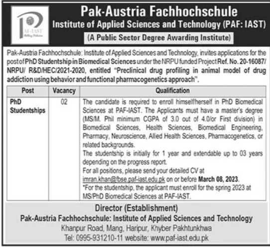 Institute of Applied Sciences and Technology Jobs February 2023