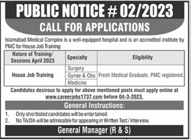 Islamabad Medical Complex Jobs February 2023