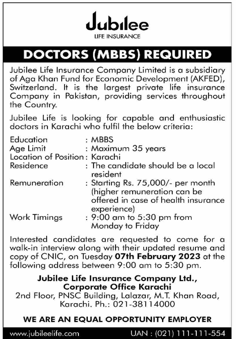Jubilee Life Insurance Jobs February 2023