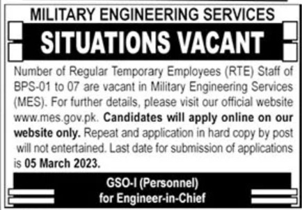 Military Engineering Services Jobs February 2023
