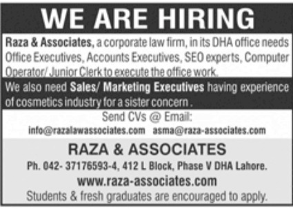Raza & Associates Jobs February 2023