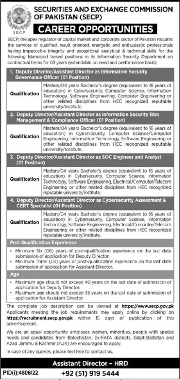 Securities and Exchange Commission of Pakistan SECP Jobs February 2023