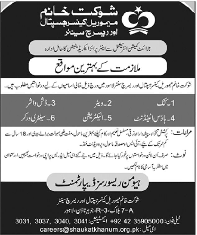 Shaukat Khanum Memorial Cancer Hospital Jobs February 2023