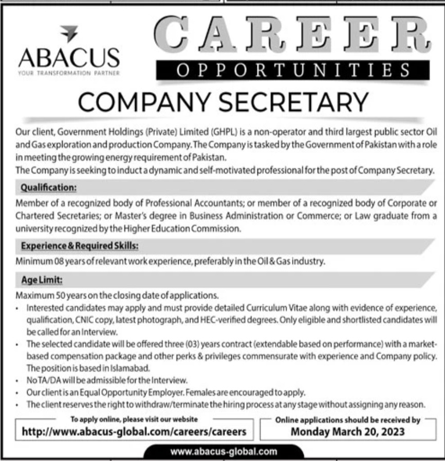 ABACUS Jobs March 2023