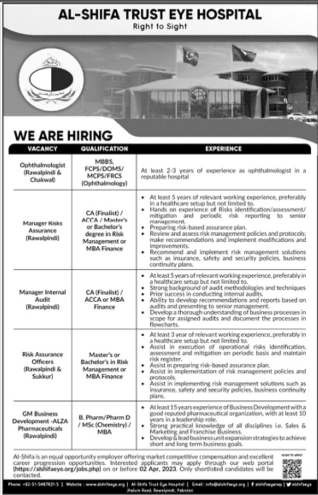 Al-Shifa Trust Eye Hospital Jobs March 2023