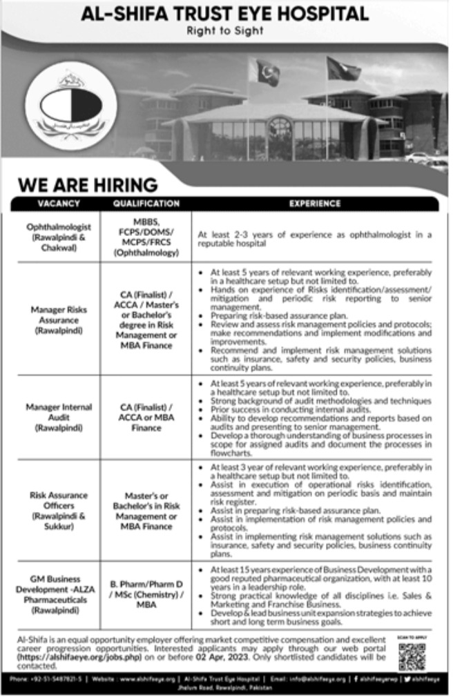 Al Shifa Trust Eye Hospital Jobs March 2023