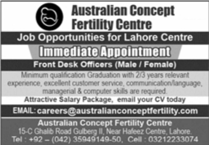 Australian Concept Fertility Centre Jobs March 2023