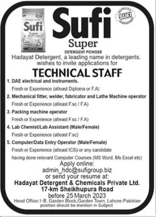 Sufi Super Jobs February 2023