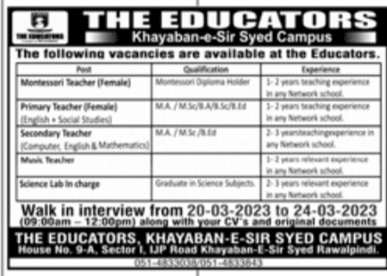 The Educators Jobs March 2023